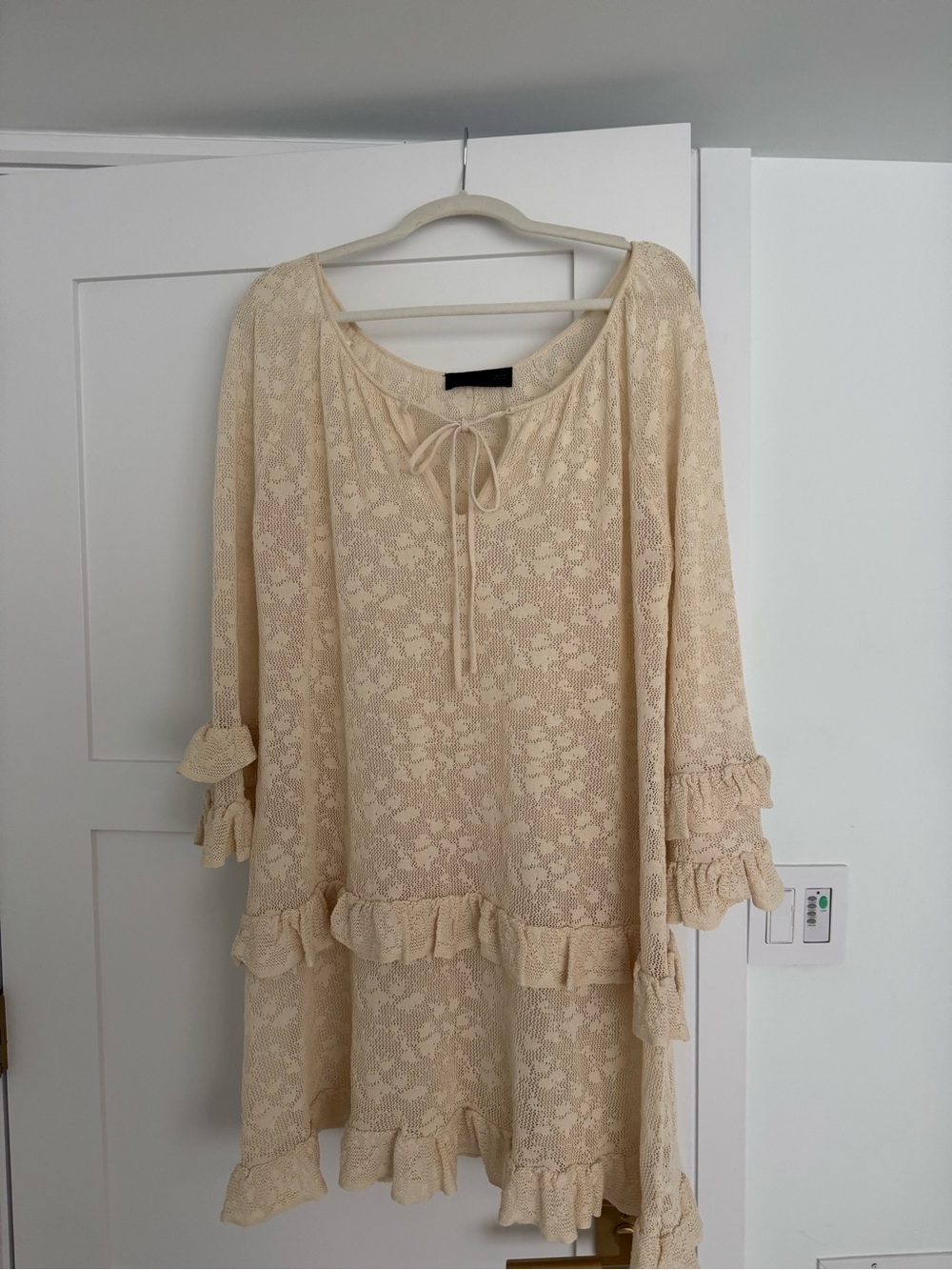 NWT Zara Boho Cream Lace Crochet Coverup Dress Size Small - Picture 5 of 6